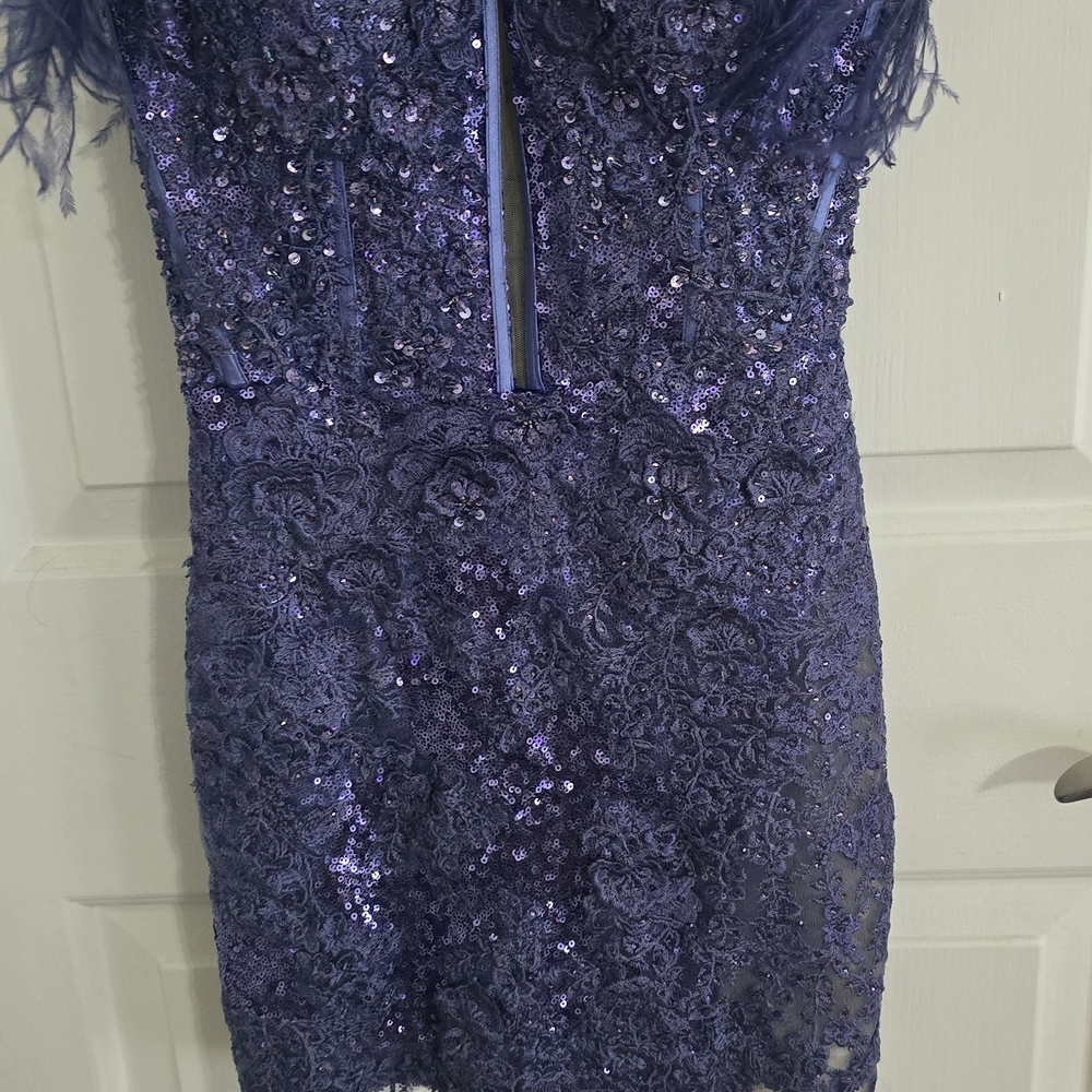 Sherri Hill Purple Sequin Mini Dress